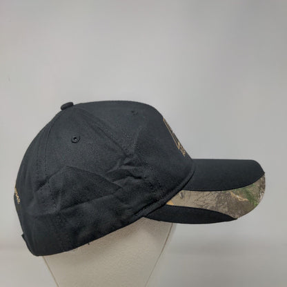 Astec Strapback Hat Black OSFA Adjustable Embroidered Camouflage Trim 6 Panel