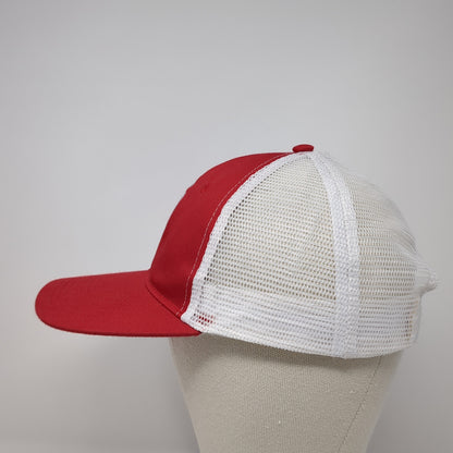 The J Snapback Trucker Hat Red One Size Mesh Back Embroidered Colorblock