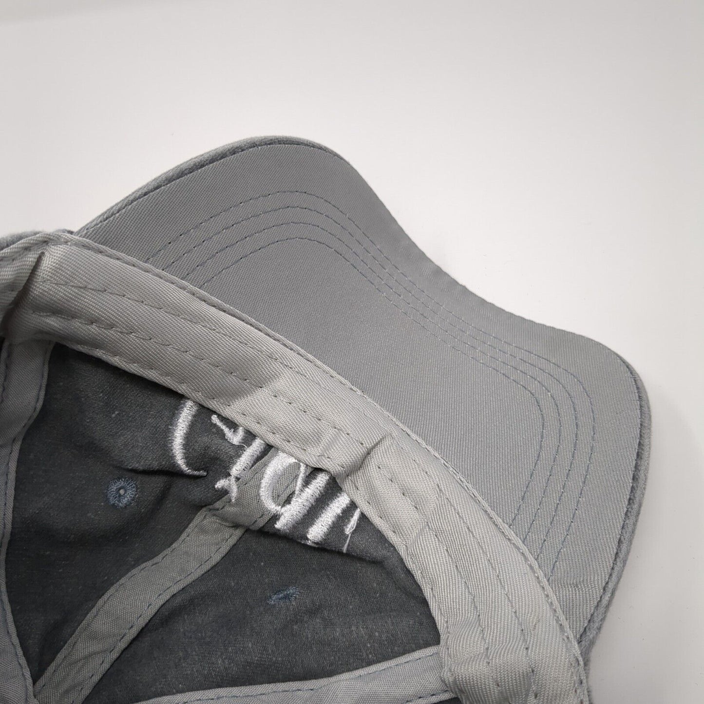 Gigi Slideback Hat Gray One Size Adjustable Embroidered Vented Holes 6 Panel