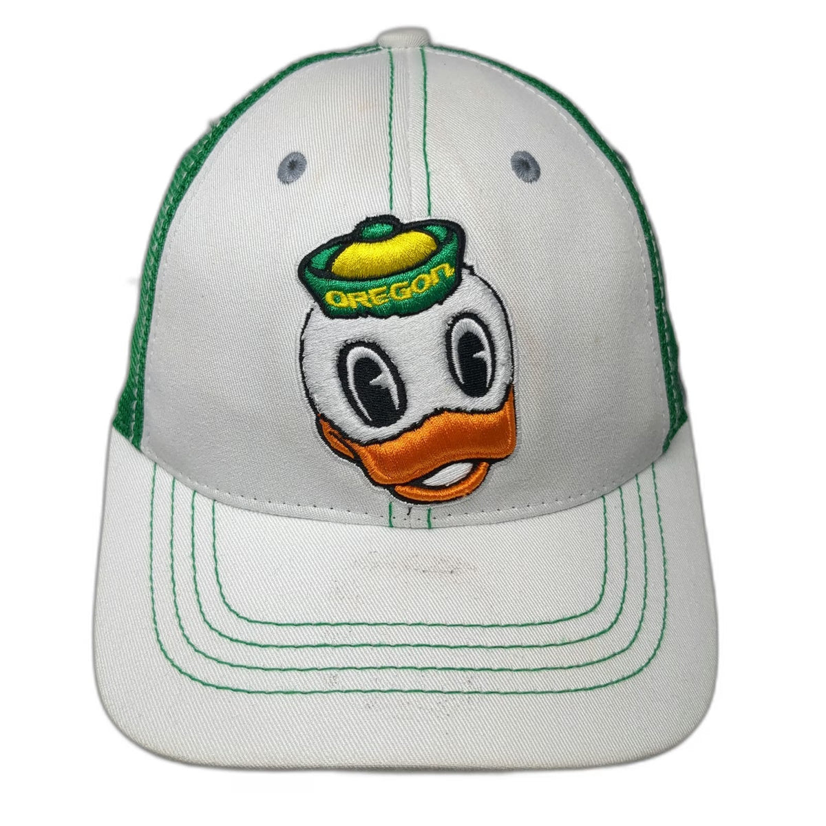 Oregon Ducks NCAA Zephyr Trucker Hat White Green One Size Mesh Snapback Mascot