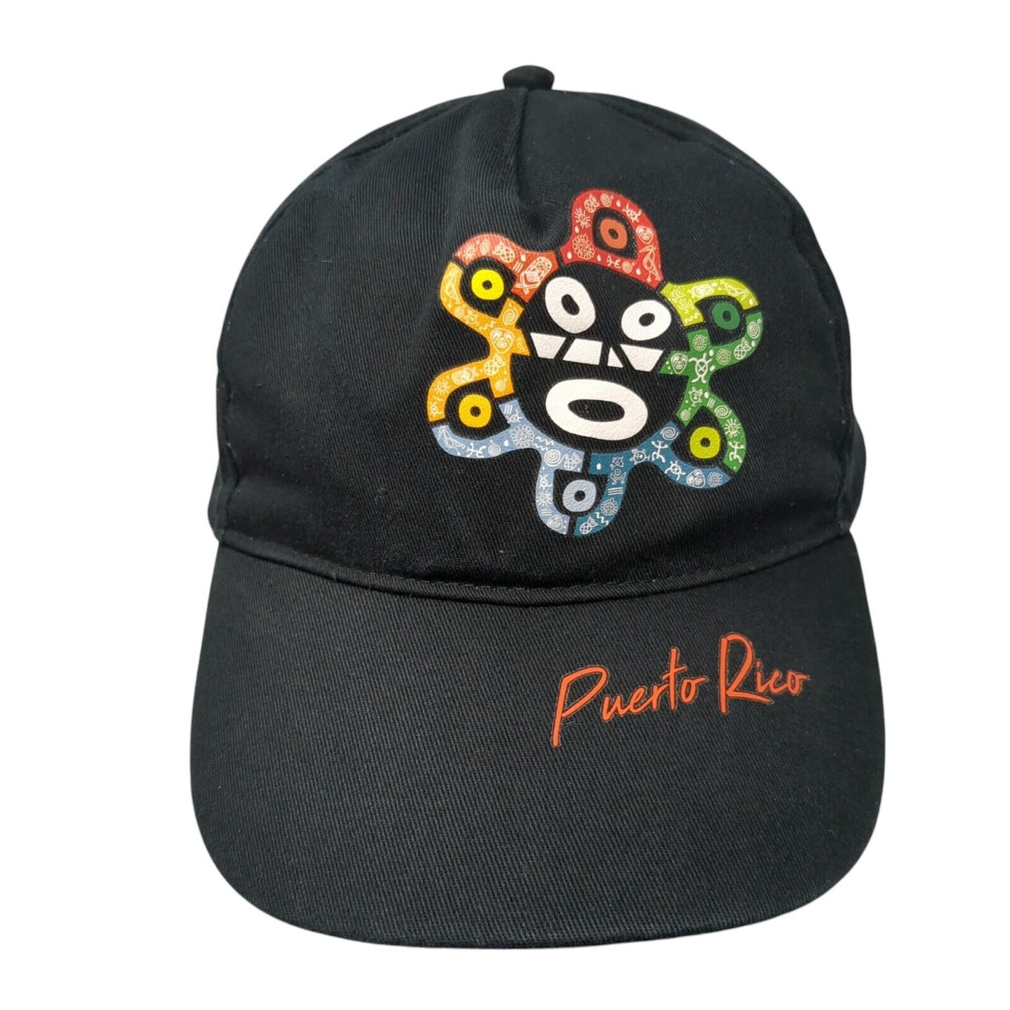 Puerto Rico Strapback Baseball Cap Black One Size Adjustable Embroidered
