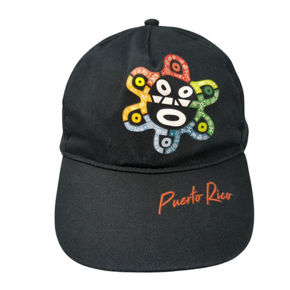 Puerto Rico Strapback Baseball Cap Black One Size Adjustable Embroidered