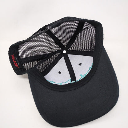 Heartbeat Wave Snapback Mesh Back Trucker Hat Black OSFM Embroidered Otto
