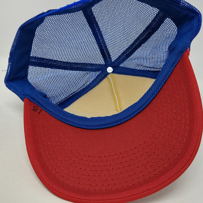 Blue White Red Trucker Hat One Size SQUAD American Flag Mesh Rope Snapback USA