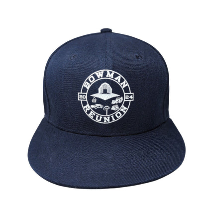 Bowman Reunion 2024 Strapback Hat Blue One Size Adjustable Vented Holes 6 Panel