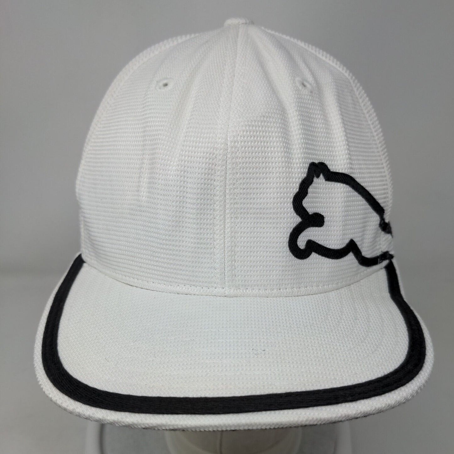 Puma Fitted Hat White 6 7/8-7 1/4 S-M Embroidered Vent Holes 6 Panel