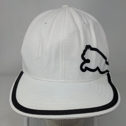 Puma Fitted Hat White 6 7/8-7 1/4 S-M Embroidered Vent Holes 6 Panel