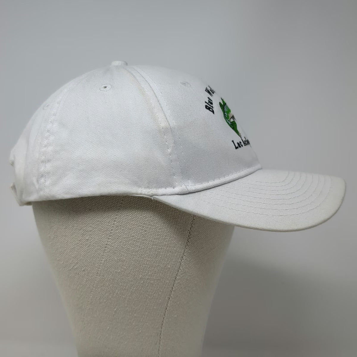 LogoUp Baseball Cap White One Size Blue Walleye Outpost Lac Achepabanca Fish Hat