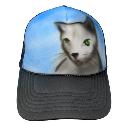 Cat Face Snapback Trucker Hat Multicolor OSFM Adjustable Animal Print Rope Otto