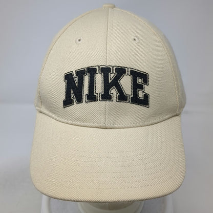 Nike Baseball Cap Beige Vintage Arched Embroidered Logo Strapback Hat Swoosh