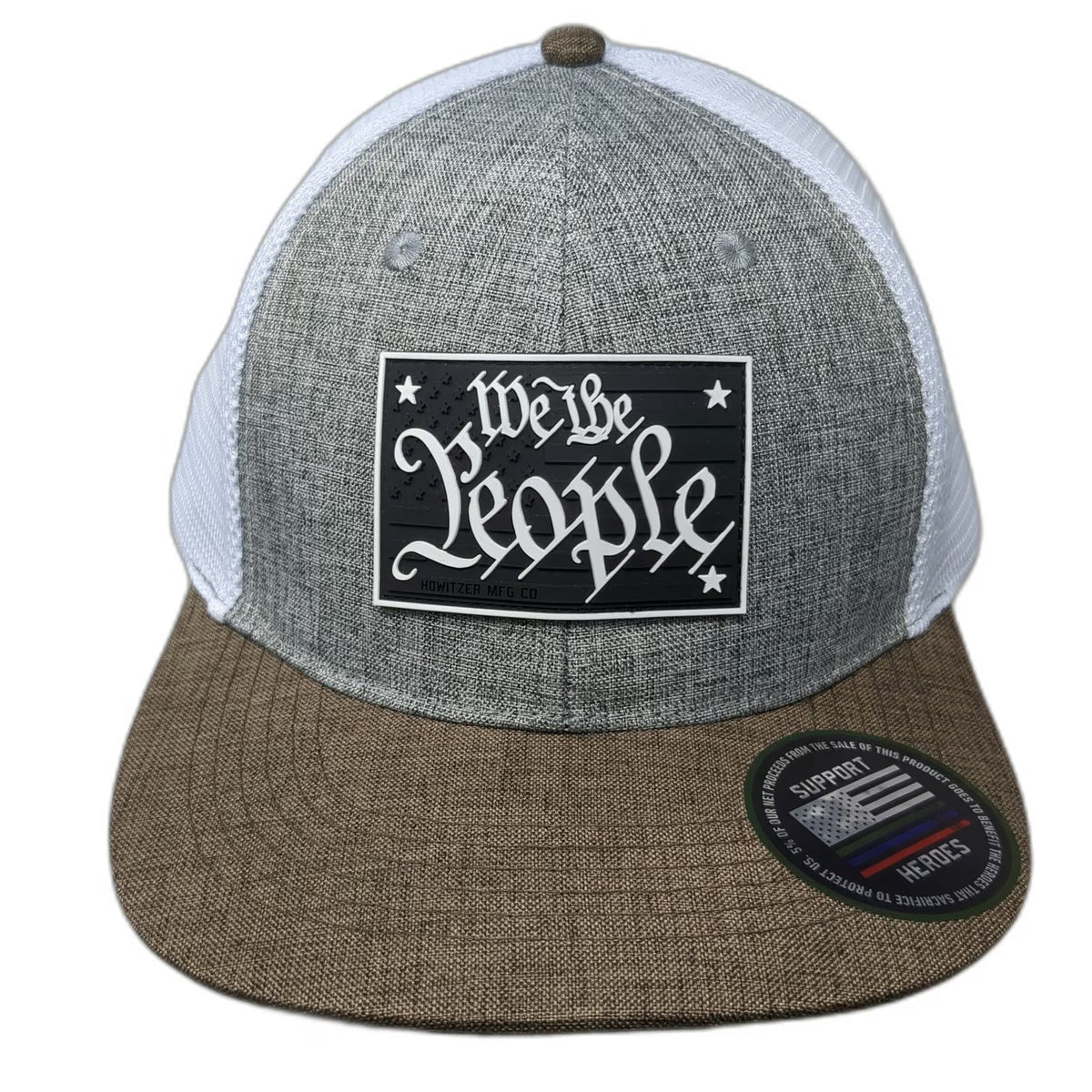 Howitzer Trucker Hat Gray One Size We the People Mesh Flat Brim Patriot MFG Hat