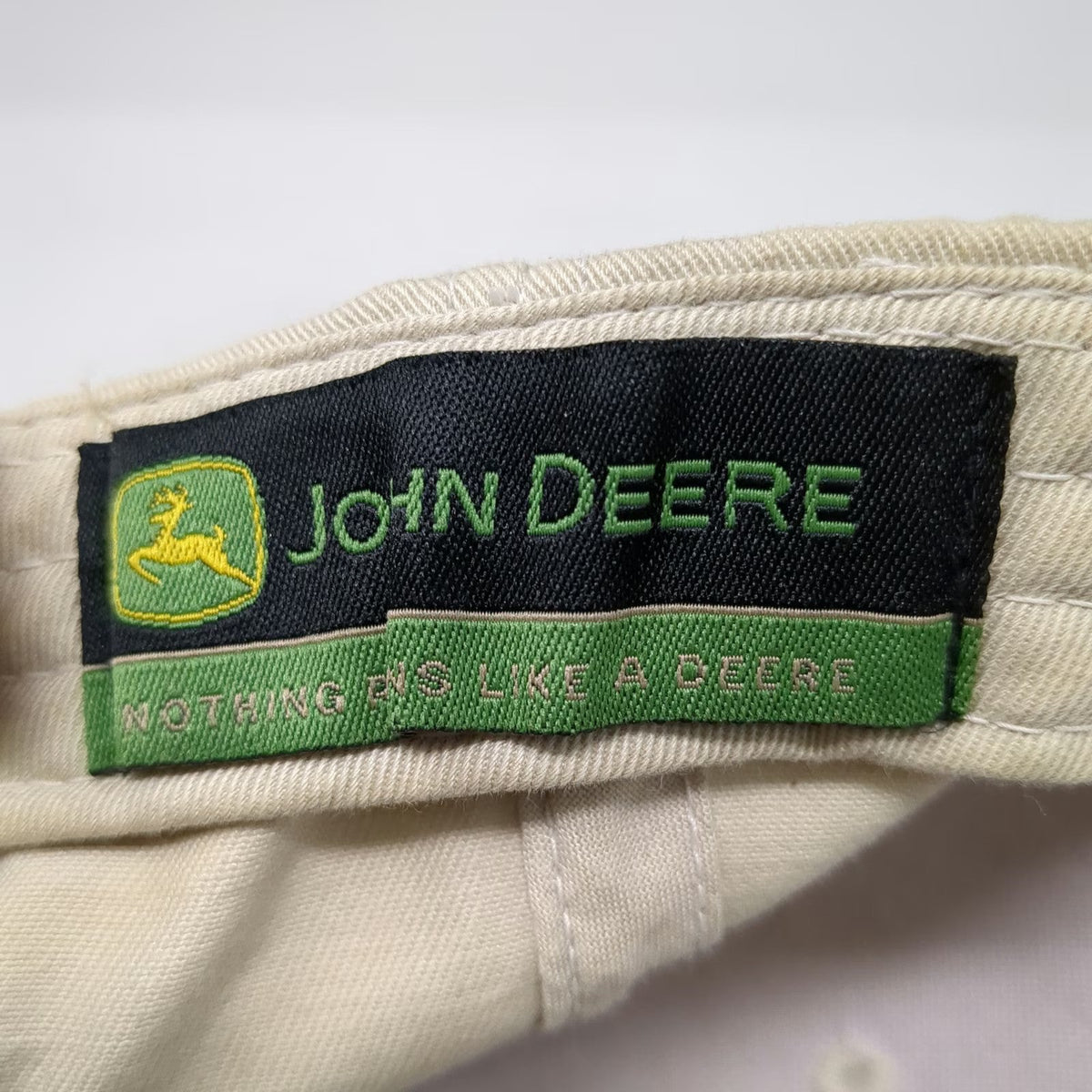 John Deere Baseball Cap Beige Camo One Size Strapback Embroidered Logo Hat