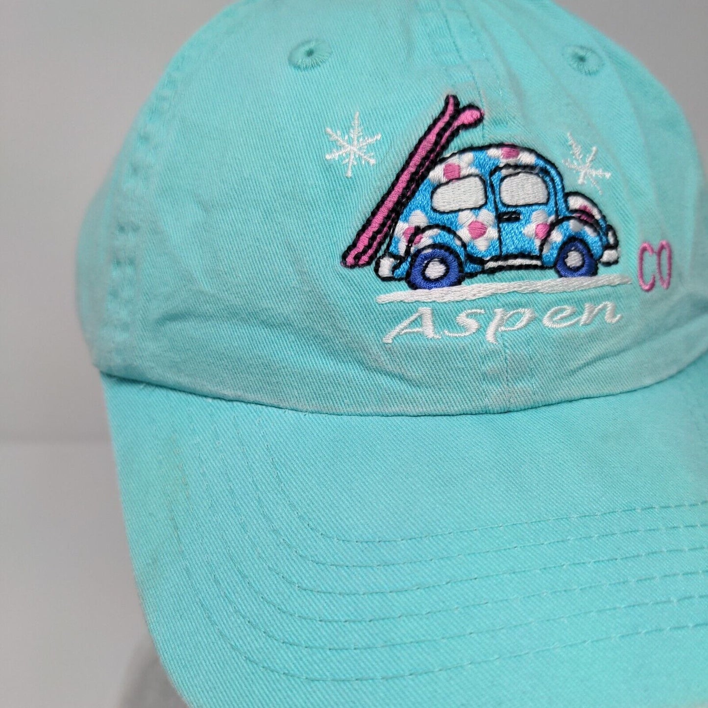 Aspen Colorado Car Strapback Hat Blue OSFA Embroidered Fahrenheit
