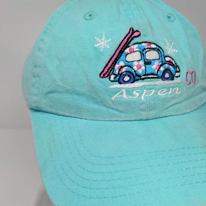 Aspen Colorado Car Strapback Hat Blue OSFA Embroidered Fahrenheit