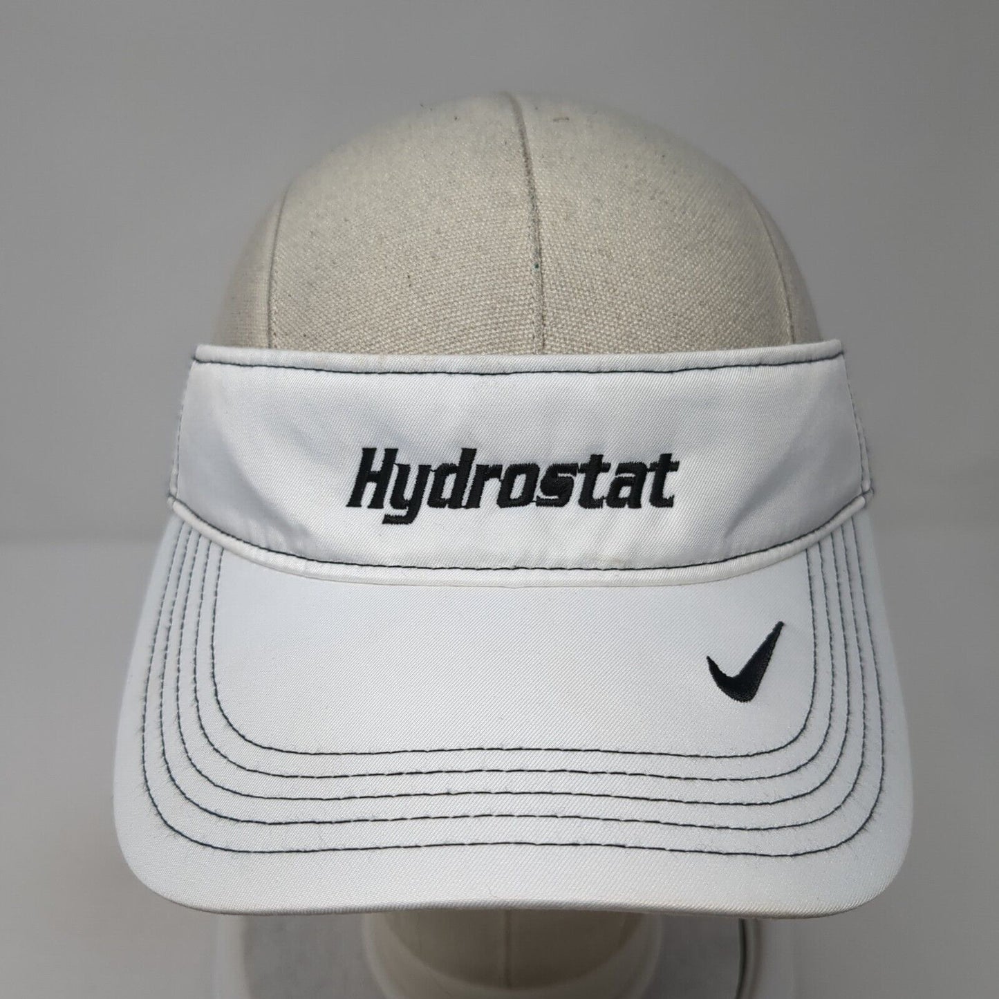 Hydrostat Strapback Sun Visor Hat White One Size Nike Swoosh Dri-Fit