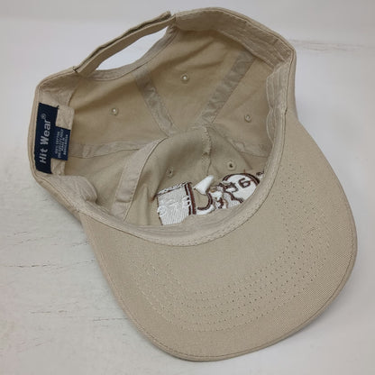 Hit Wear 5 Panel Beige One Size Cat Cafe Logo Embroidered Cotton Strapback Hat