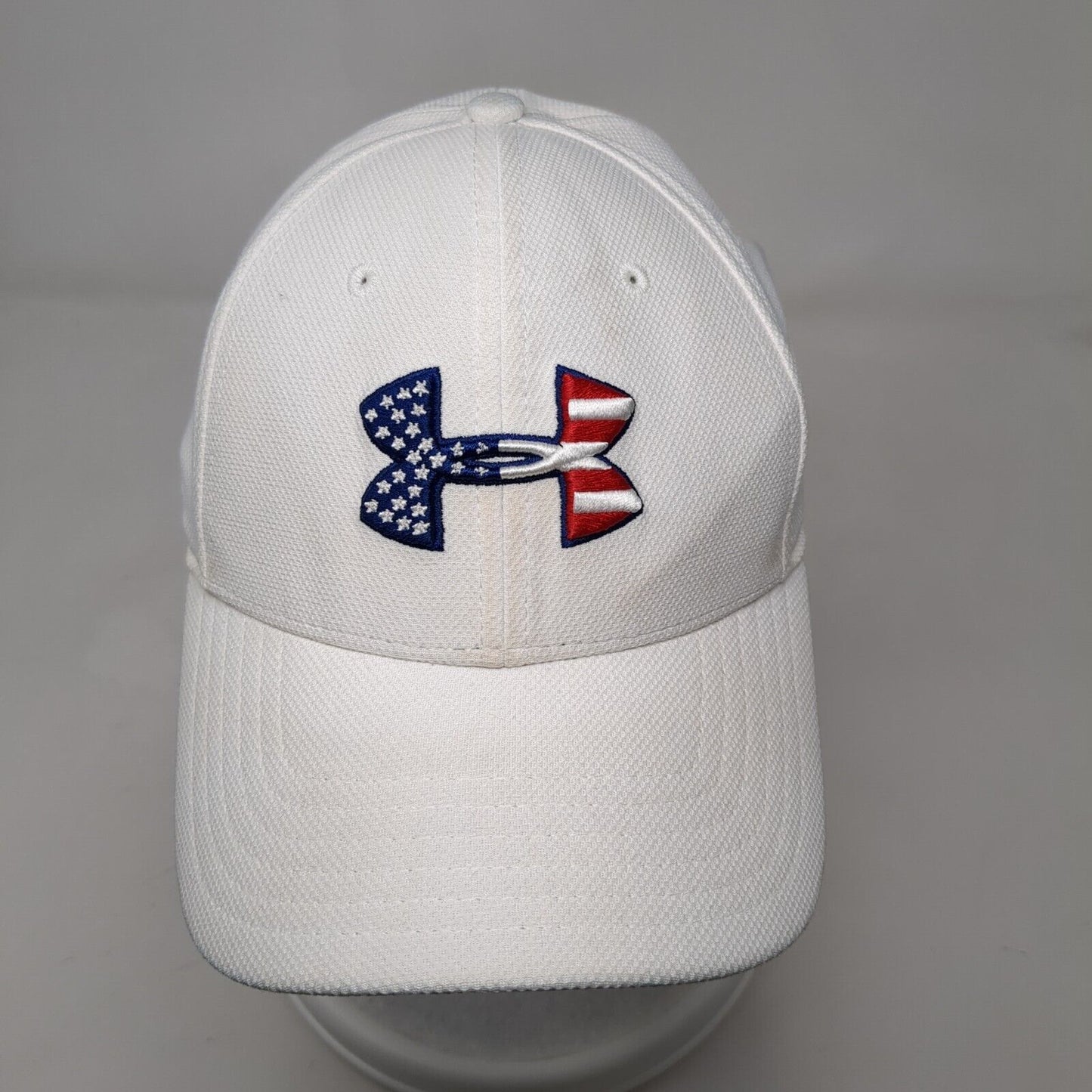 Under Armour Freedom Fitted Hat White Large/XL Embroidered USA Flag