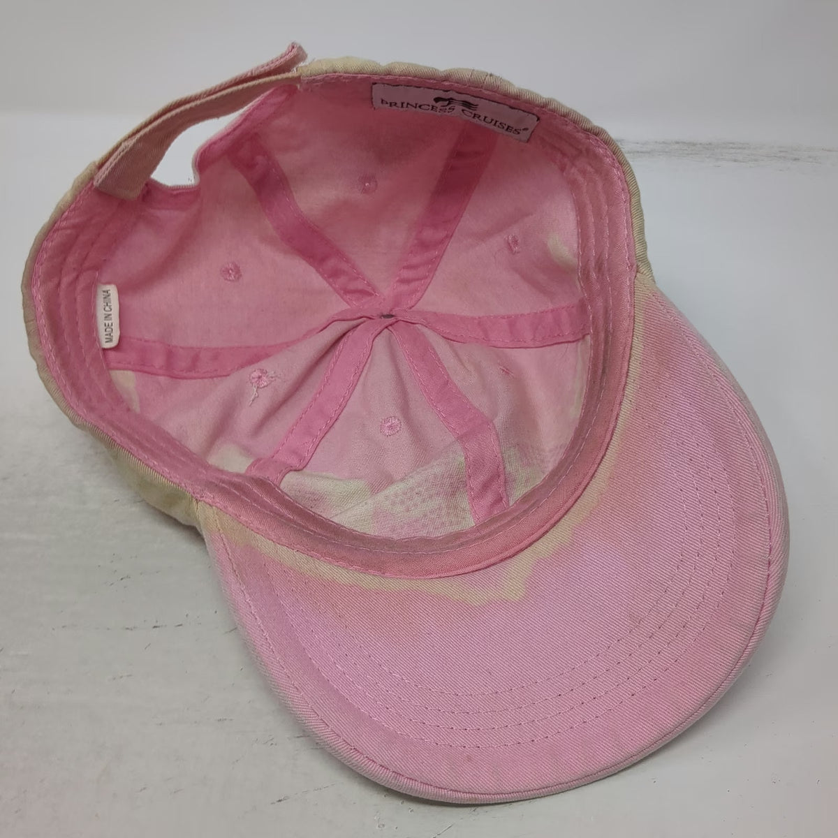 Princess Cruises Baseball Cap Pink OSFM Rhinestone Logo Tie Dye Strapback Hat