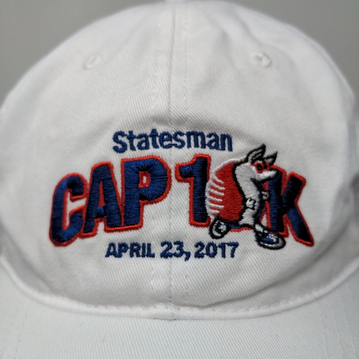 Statesman Cap 10K Men's Slideback Hat White Embroidered Logo 100% Cotton