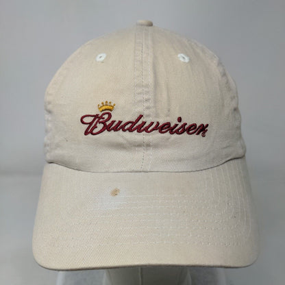 Budweiser Slideback Hat Tan One Size Adjustable Embroidered Vented Holes