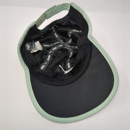PUMA Strapback Hat Black One Size Adjustable Embroidered Green Trim