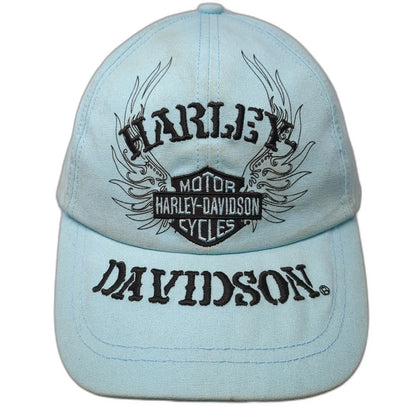 Harley-Davidson Blue Baseball Cap One Size Wings Embroidery Brim Slideback Hat