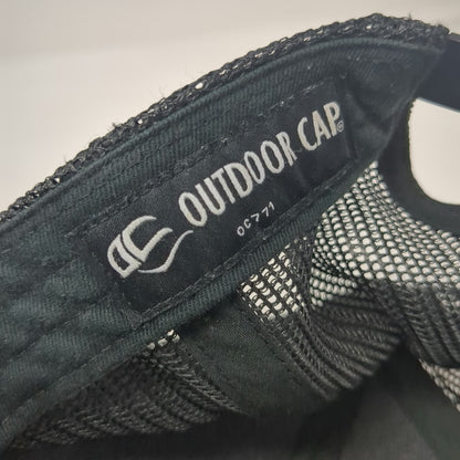 Outdoor Cap Trucker Hat Gray Black One Size Leather Patch Mesh Back Snapback