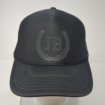 JB Snapback Trucker Hat Black One Size Adjustable Mesh Back 6 Panel Otto