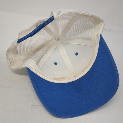 Columbia Blue Trucker Hat One Size PFG Fish American Flag Patch Mesh Snapback