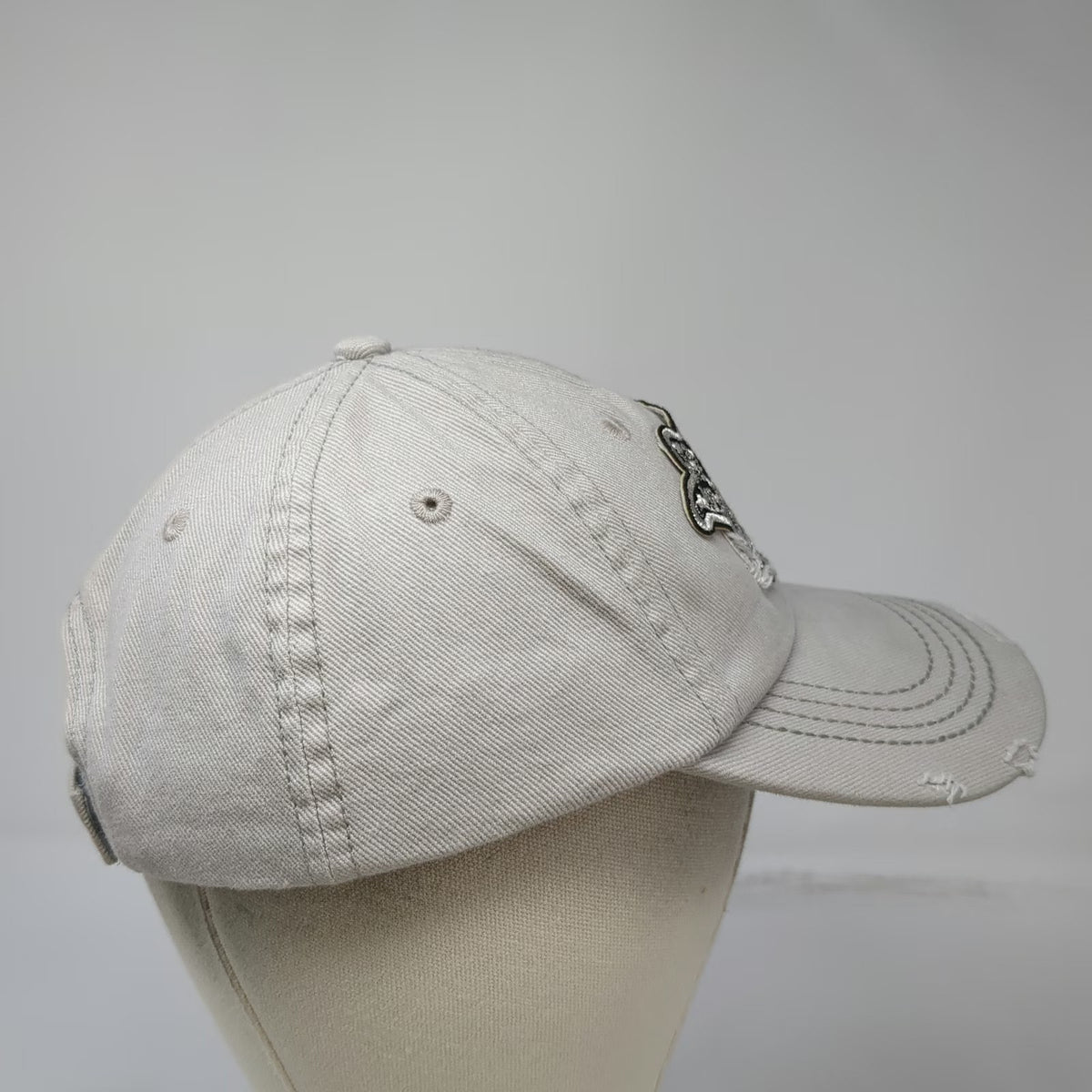Junk Gypsy Baseball Cap Gray One Size Distressed Crown Patch Strapback Hat Logo