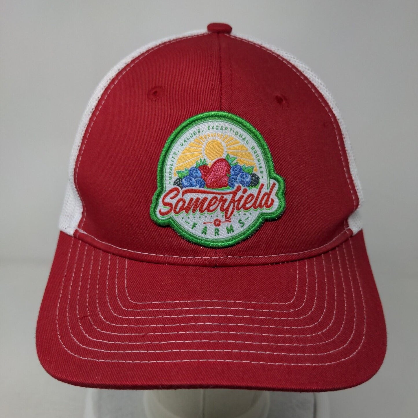 Somerfield Farms Snapback Trucker Hat Red One Size Mesh Back Port Authority
