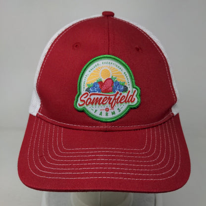 Somerfield Farms Snapback Trucker Hat Red One Size Mesh Back Port Authority