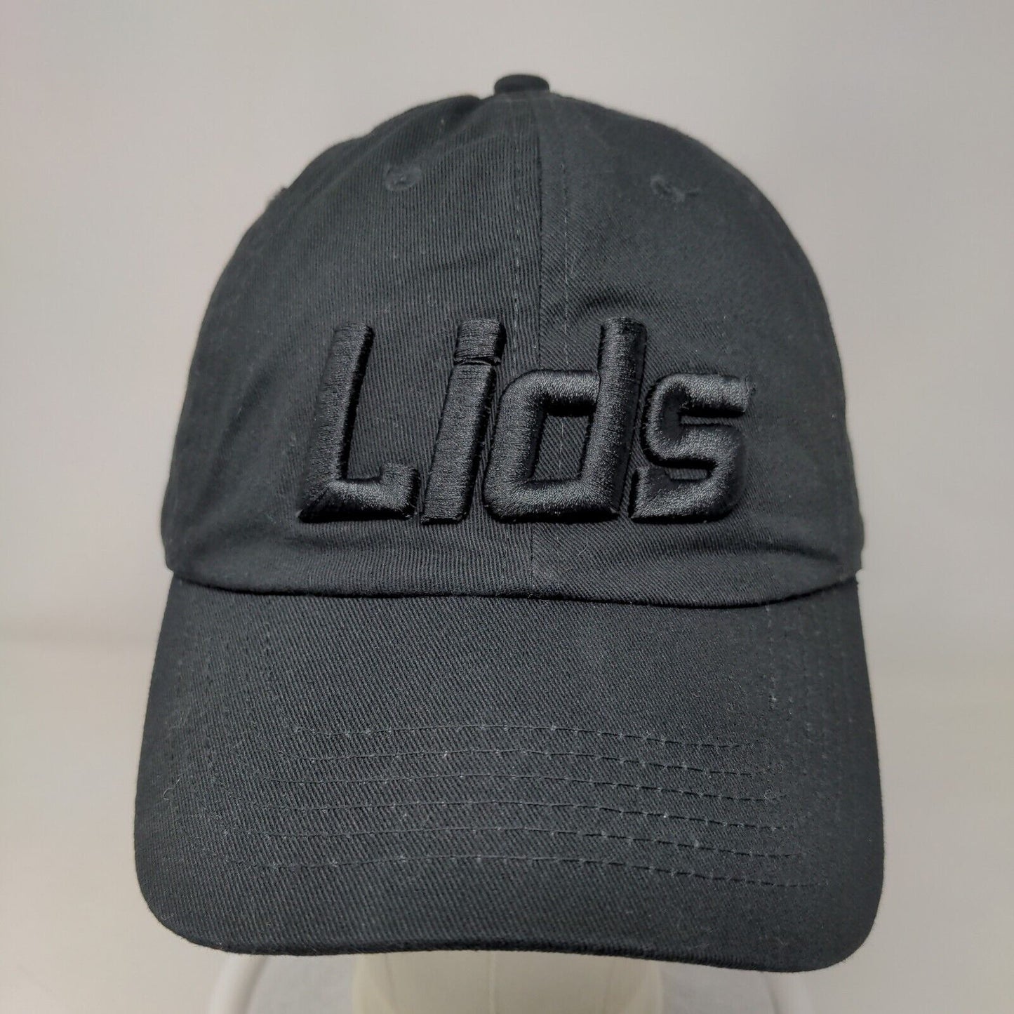 Lids Men's Slideback Hat Black Adjustable Embroidered Spell Out Logo 100% Cotton