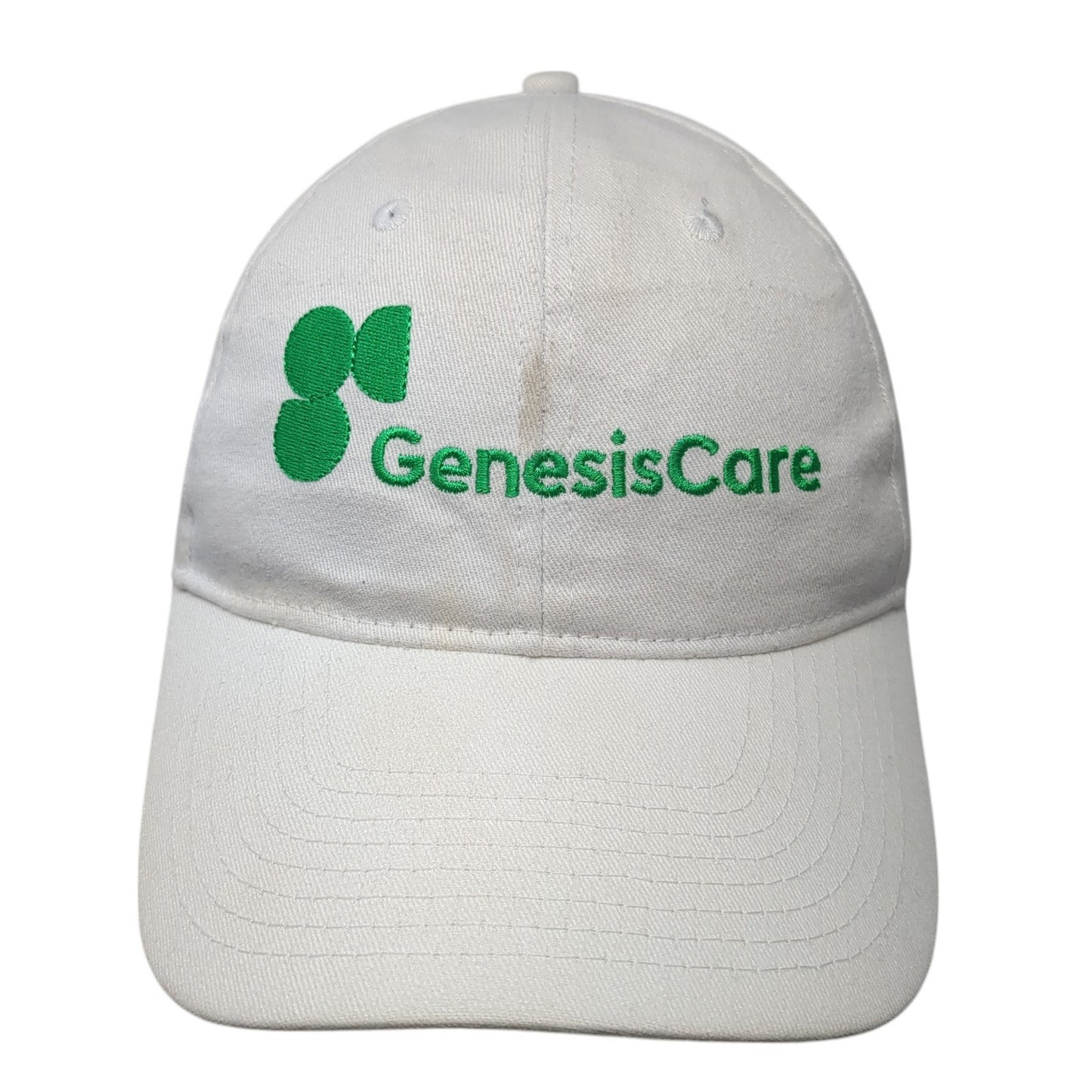 Genesis Care Strapback Baseball Cap White OS Adjustable Embroidered Hit Wear