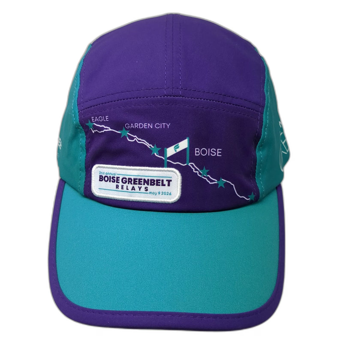 Fleet Feet 5 Panel Purple One Size Boise Greenbelt Relays Brooks Strapback Hat