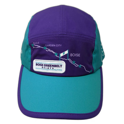 Fleet Feet 5 Panel Purple One Size Boise Greenbelt Relays Brooks Strapback Hat