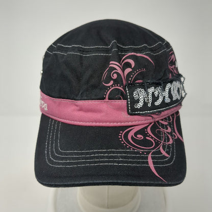 Main Gate Black Army Cap One Size NHRA Sequin Hot Rod Diva Pink Filigree Hat