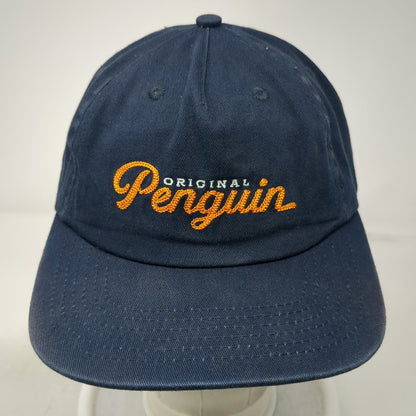 Original Penguin 5 Panel Blue One Size Hat Snapback Embroidered Script Logo