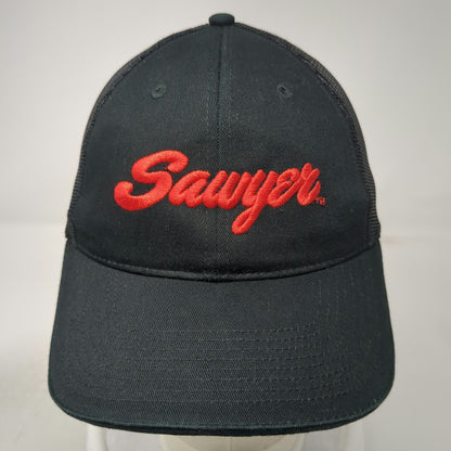 Sawyer Baseball Cap Black One Size Mesh Strapback Red Embroidered Logo Hat
