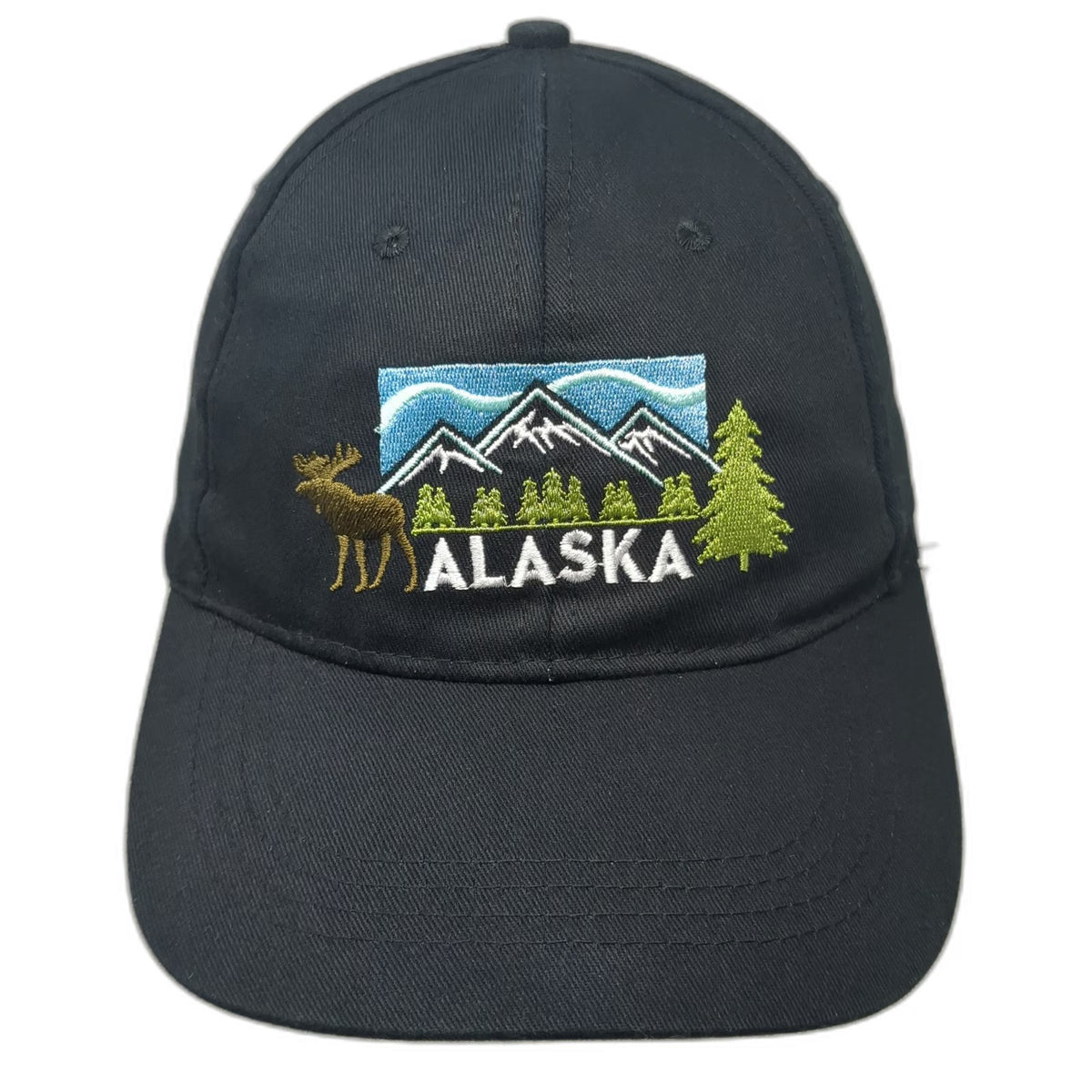 Alaska Shirt Company Snapback Black One Size Embroidered Moose Mountain Hat