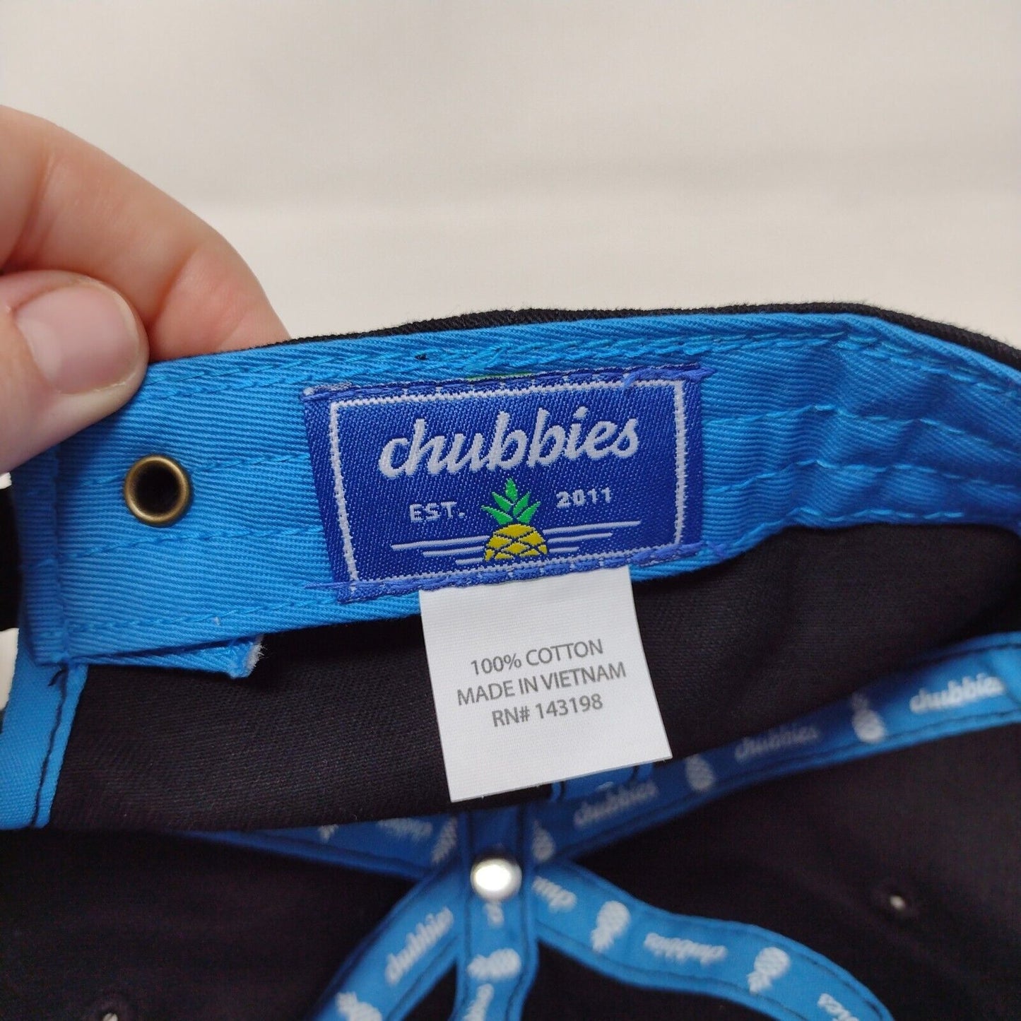 Chubbies Slideback Hat Black Embroidered Cockatoo Bird Logo 100% Cotton
