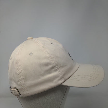 Relax Slideback Hat Tan One Size Adjustable Graphic Print Vented Holes 6 Panel