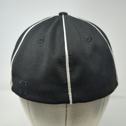 Smitty Baseball Cap Black M Flexfit White Seam Piping Fitted Umpire Sport Hat