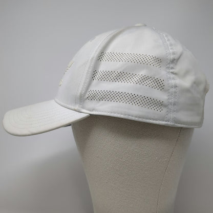 Adidas Snapback Hat White One Size Perforated 3-Stripes Rubberized Logo 6 Panel