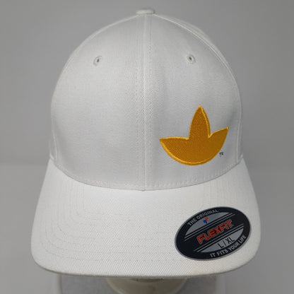 Yupoong Fitted Hat White L/XL Flexfit Embroidered Vented Holes 6 Panel