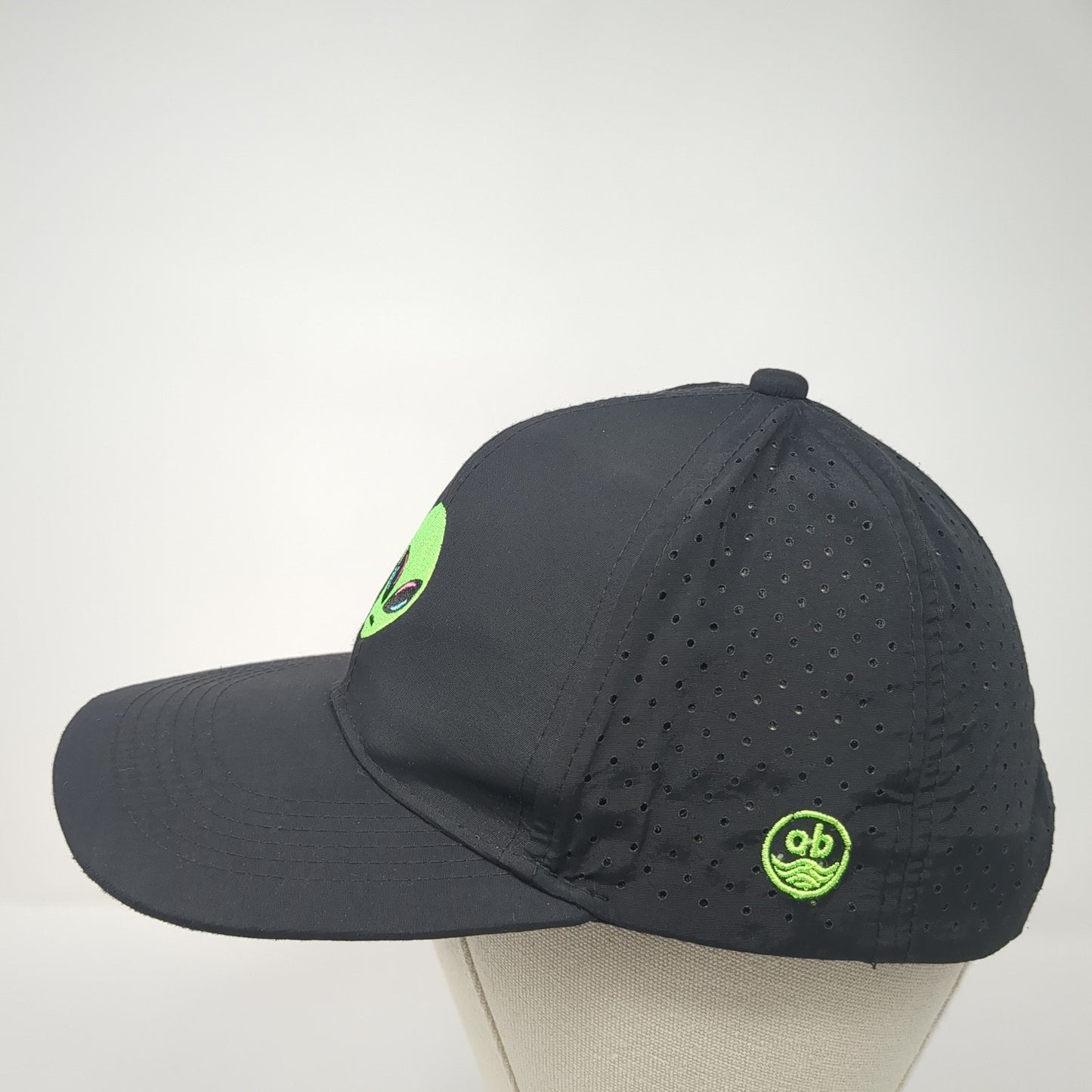 Alien Head Snapback Hat Black One Size Adjustable Laser Cut Solid Obsi
