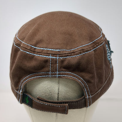 Cactus Ropes Army Cap Brown One Size Strapback Contrast Stitching Side Patch Hat