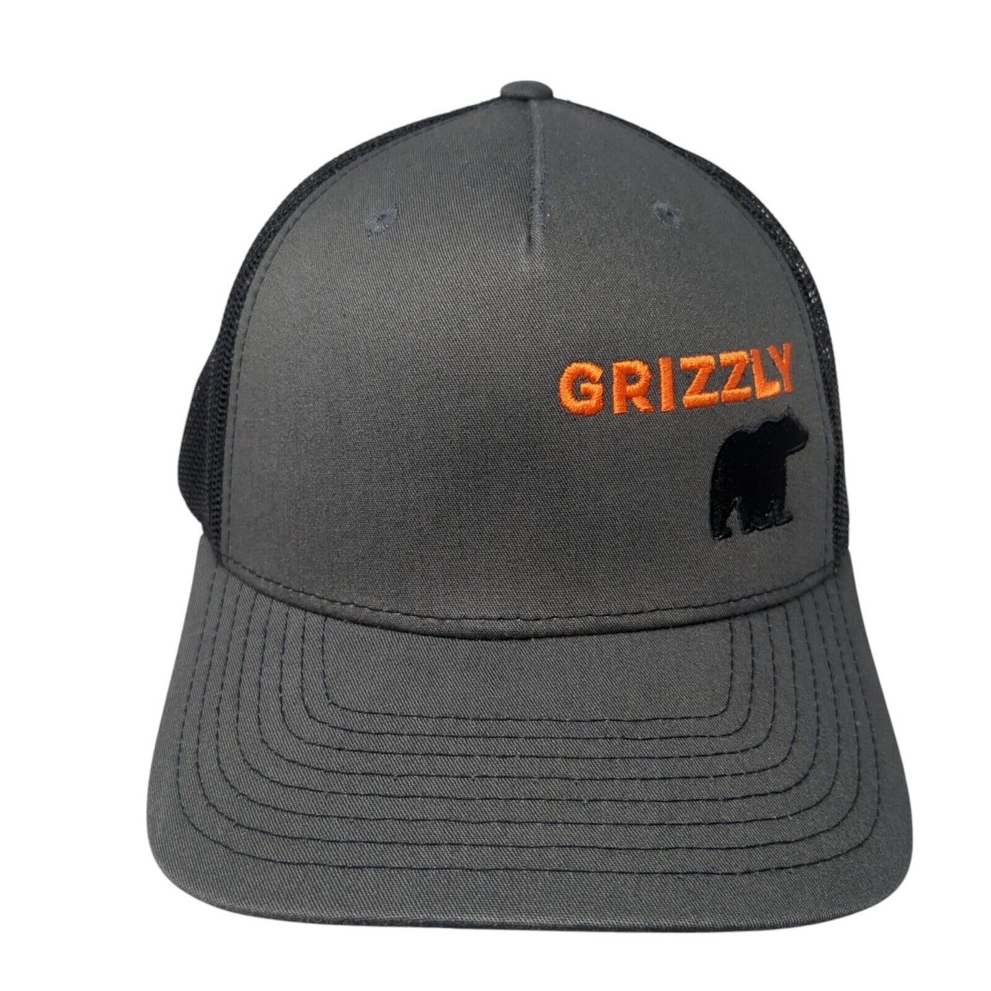 Grizzly Bear Snapback Mesh Back Trucker Hat Gray One Size Richardson