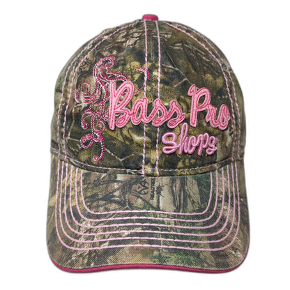 Bass Pro Shops Baseball Cap Brown Pink Green One Size Realtree Camo Embroidered