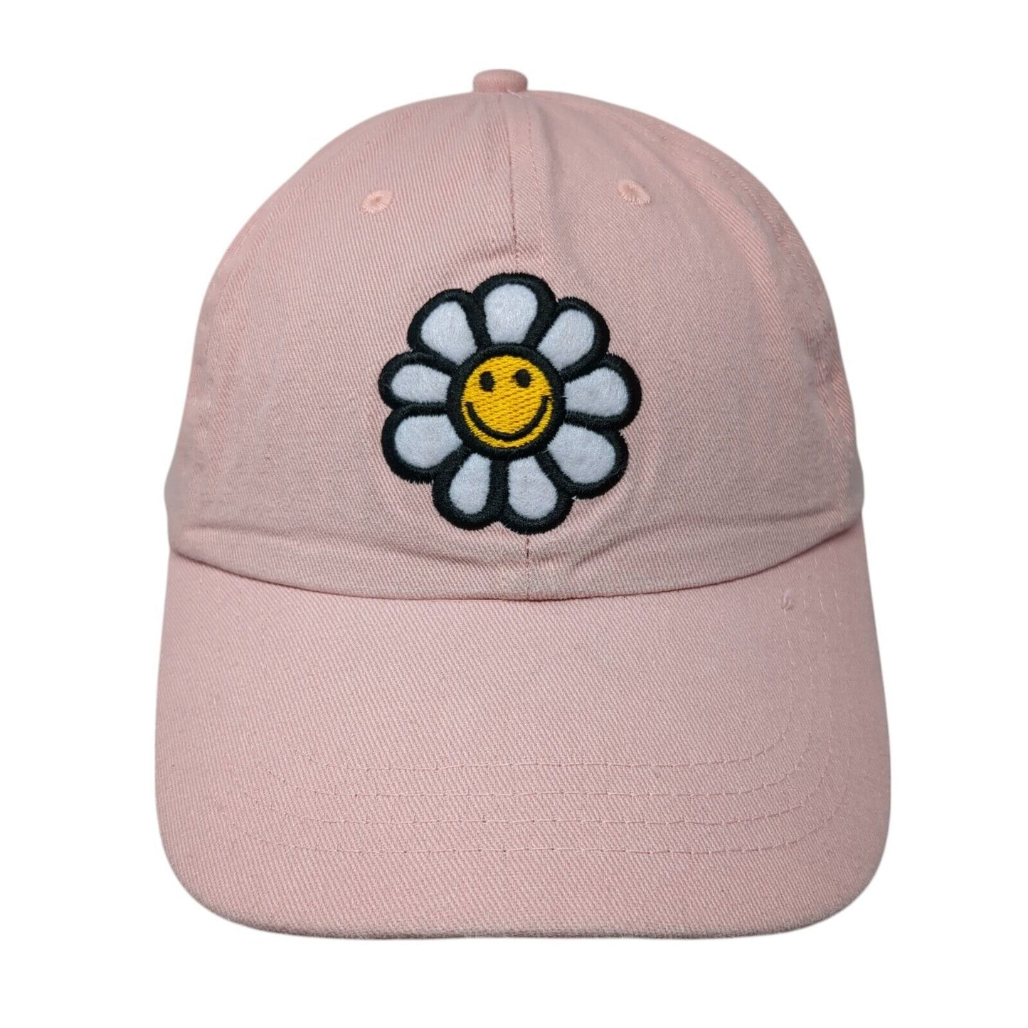 Sunflower Strapback Hat Pink One Size Adjustable Embroidered 6 Panel Cotton